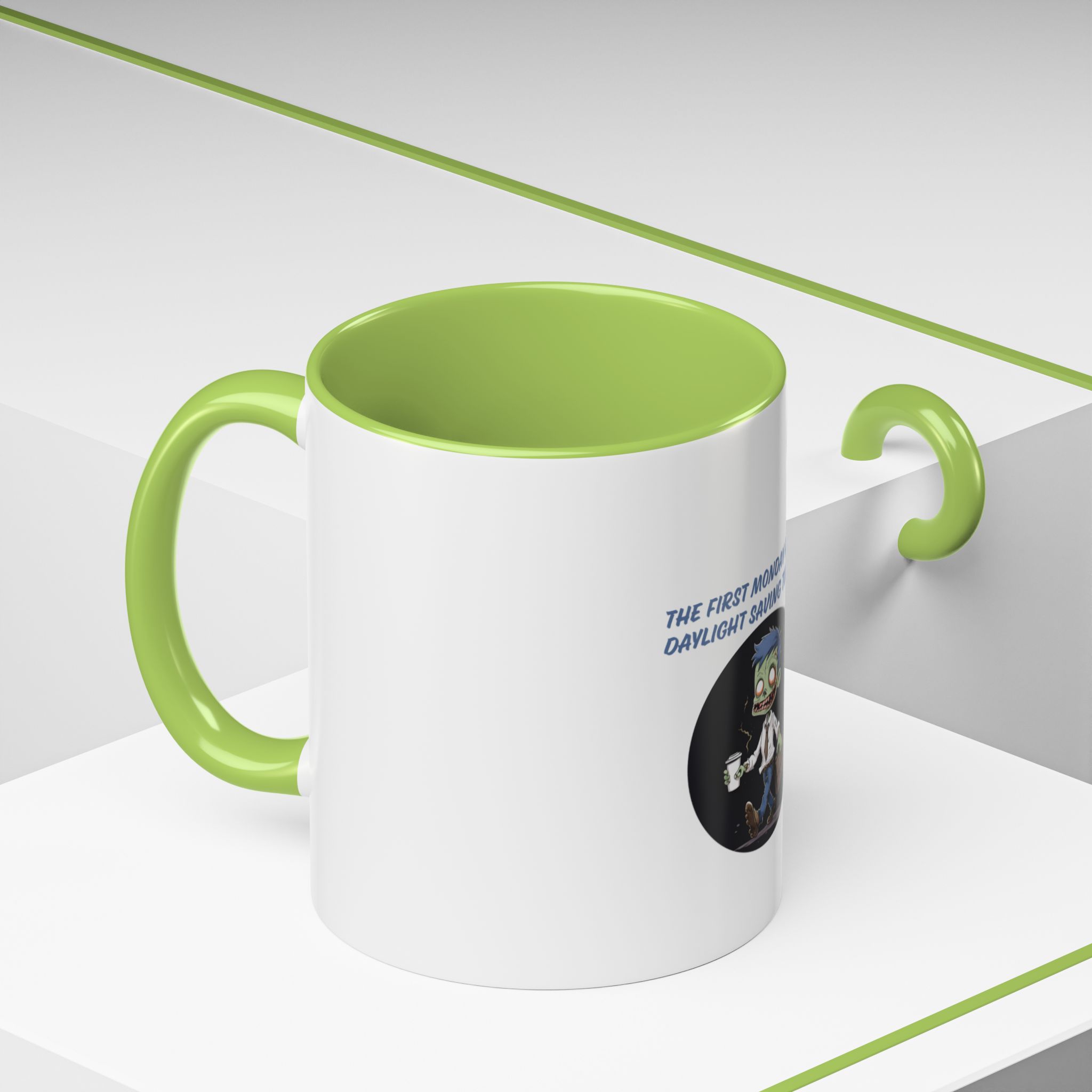Daylight Saving Monday Zombie Mug | Accent Coffee Mug - Image 5