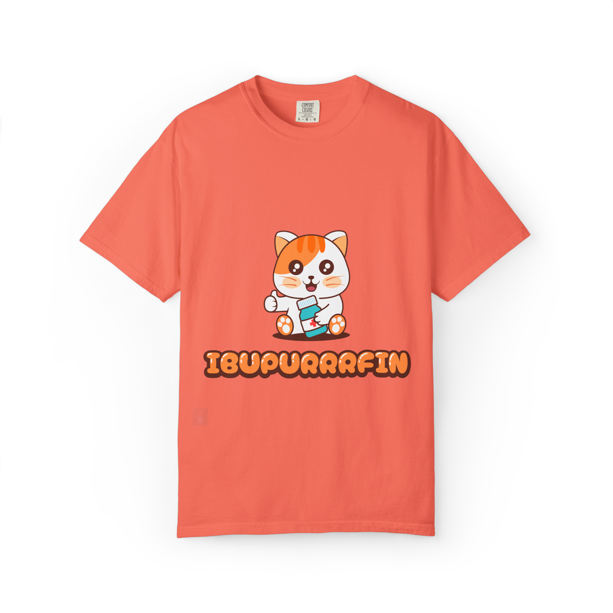 Ibupuurrrfin Cat Illustration T-shirt | Cute Medicine Kitty - Image 15