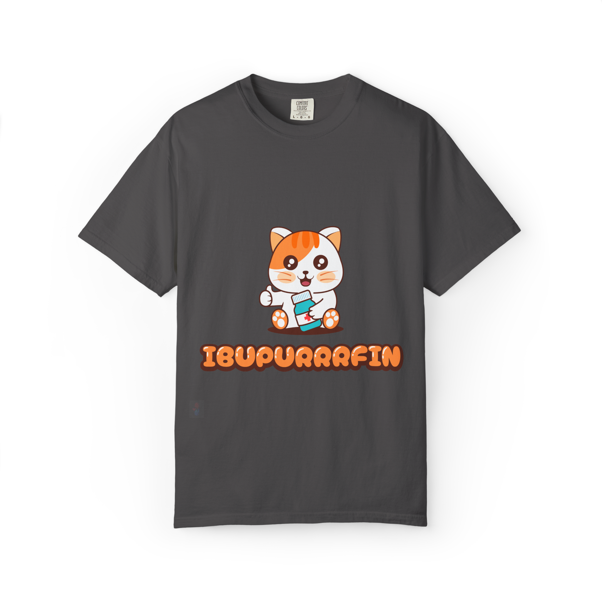 Ibupuurrrfin Cat Illustration T-shirt | Cute Medicine Kitty - Image 27