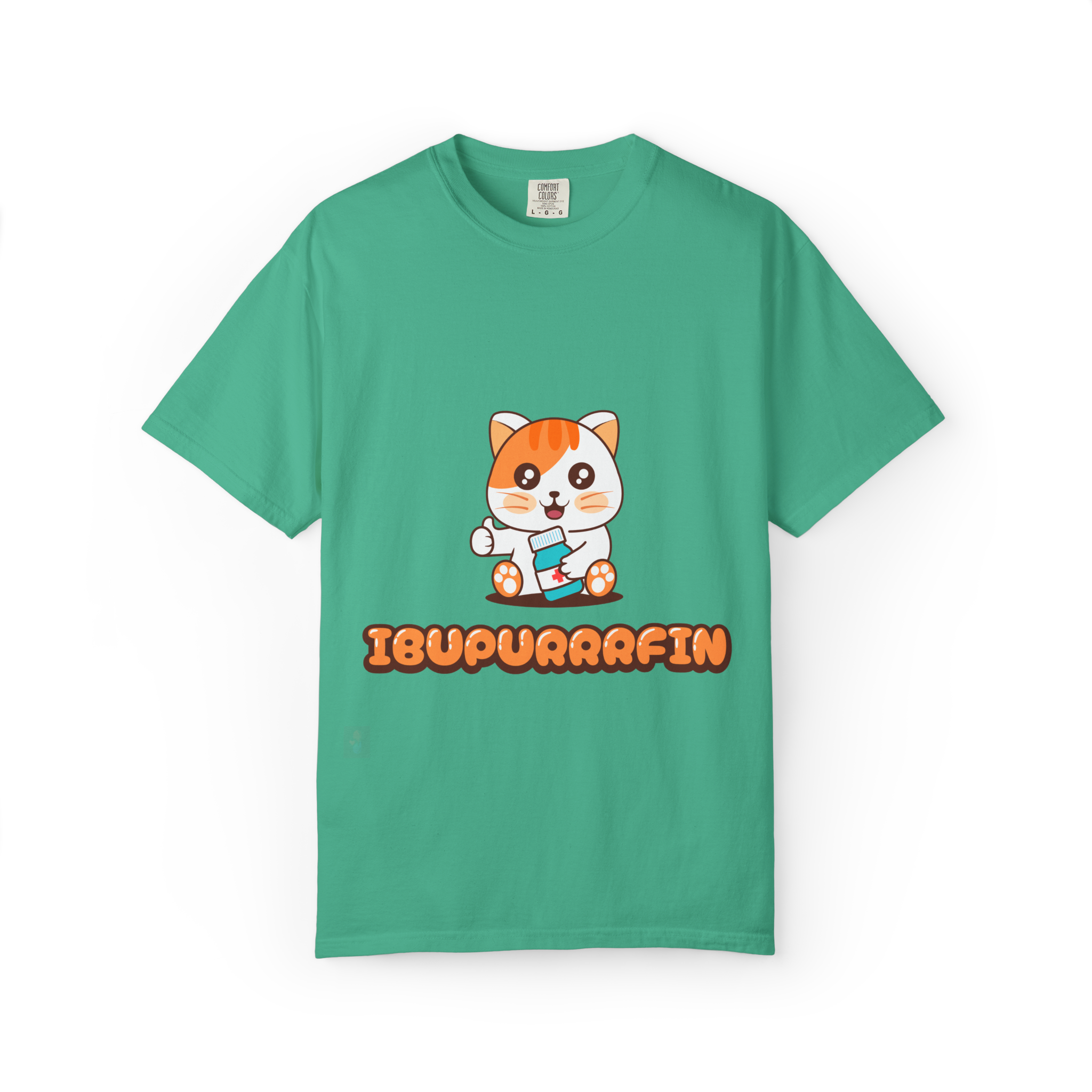 Ibupuurrrfin Cat Illustration T-shirt | Cute Medicine Kitty - Image 20