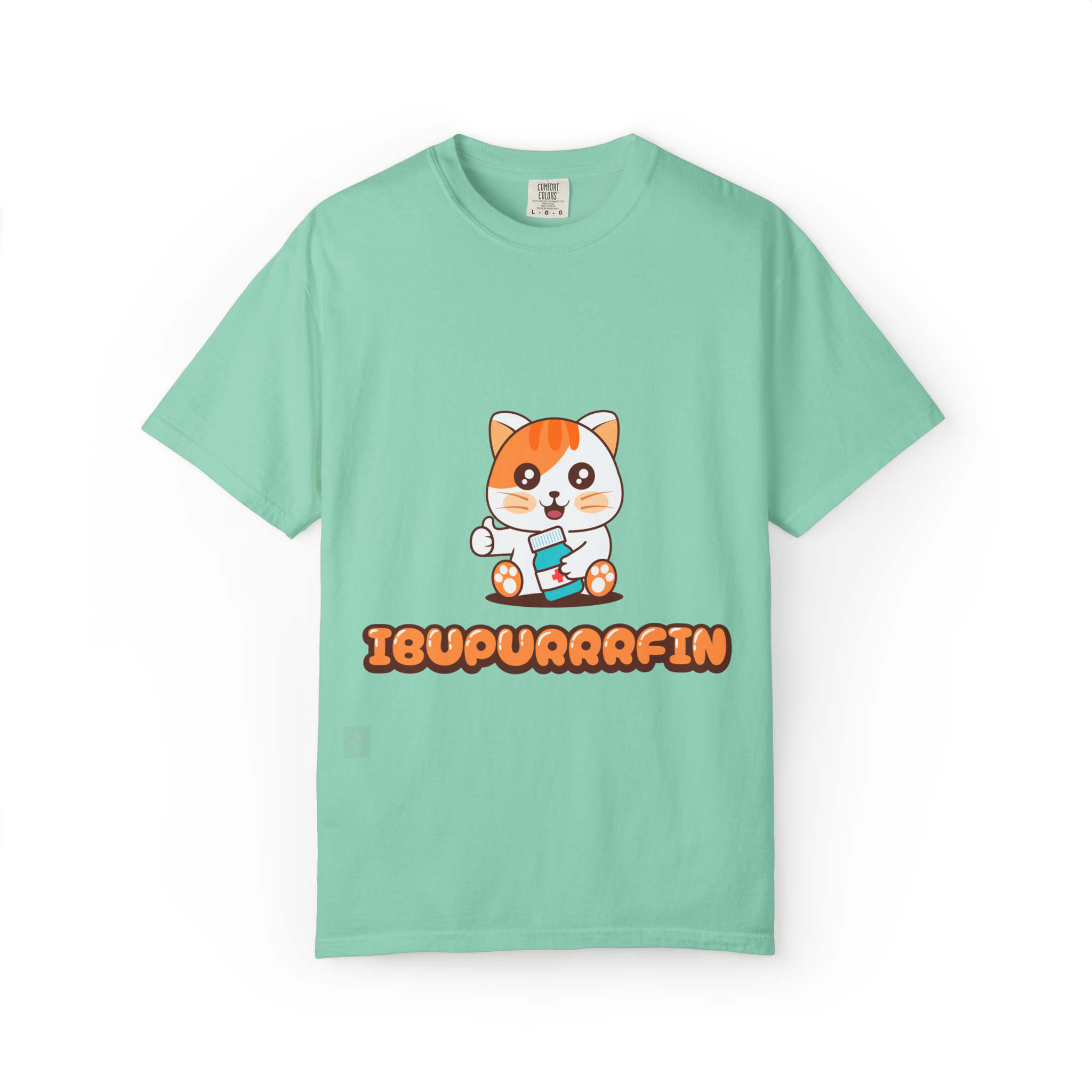 Ibupuurrrfin Cat Illustration T-shirt | Cute Medicine Kitty - Image 19