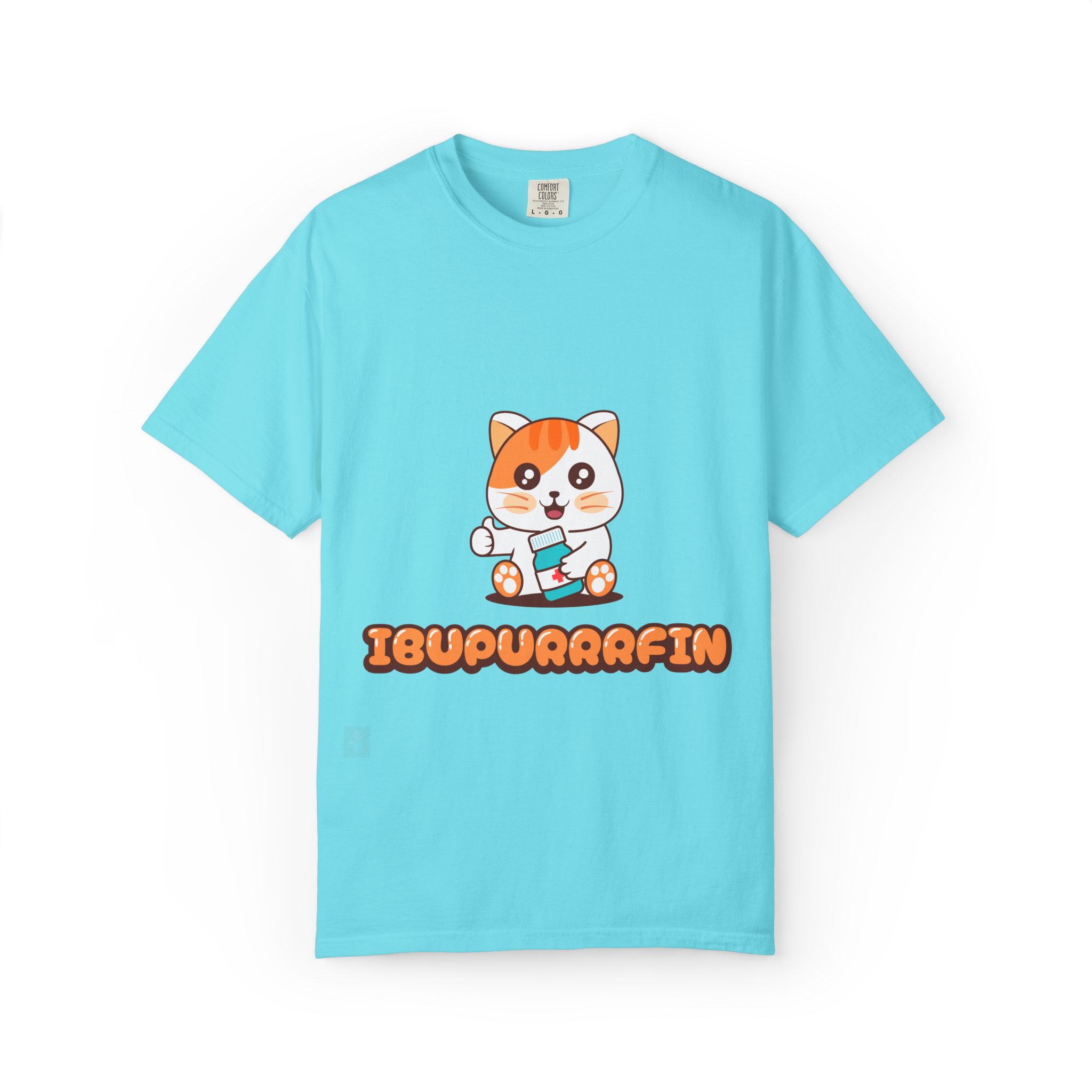 Ibupuurrrfin Cat Illustration T-shirt | Cute Medicine Kitty - Image 22