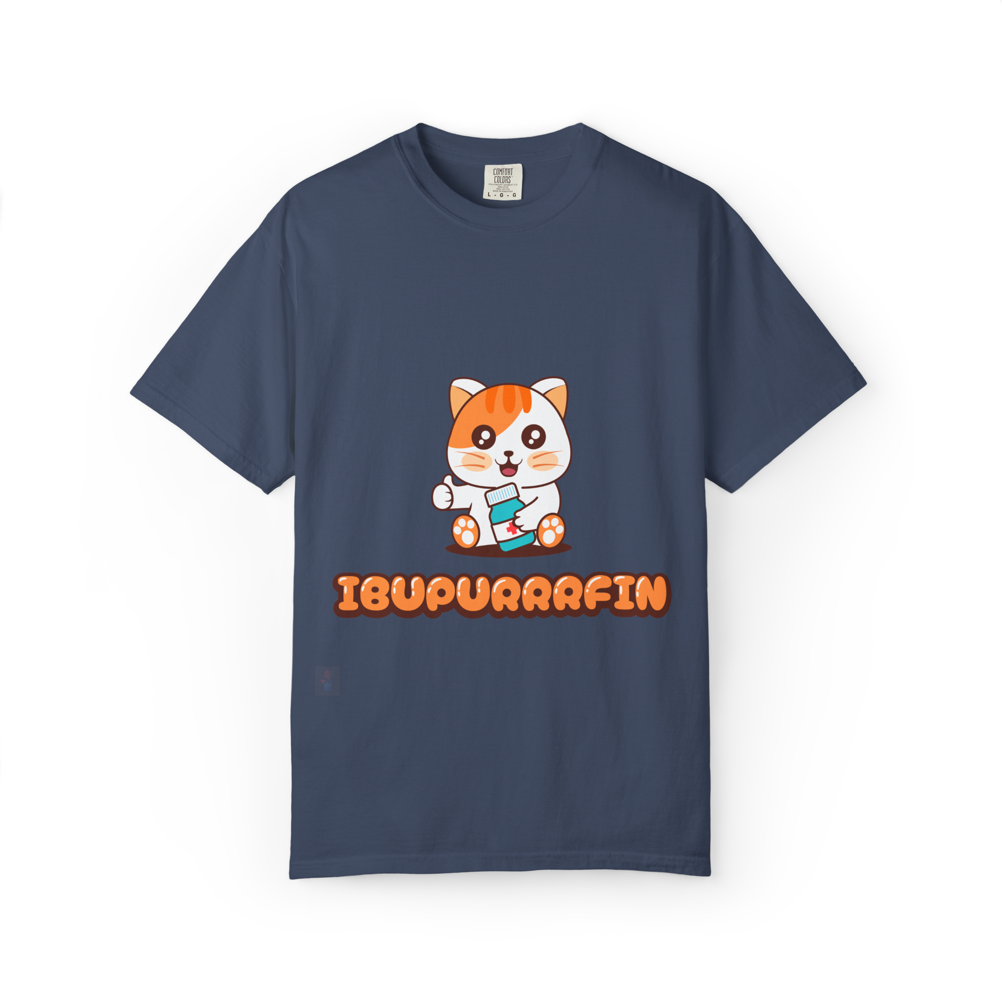 Ibupuurrrfin Cat Illustration T-shirt | Cute Medicine Kitty - Image 23