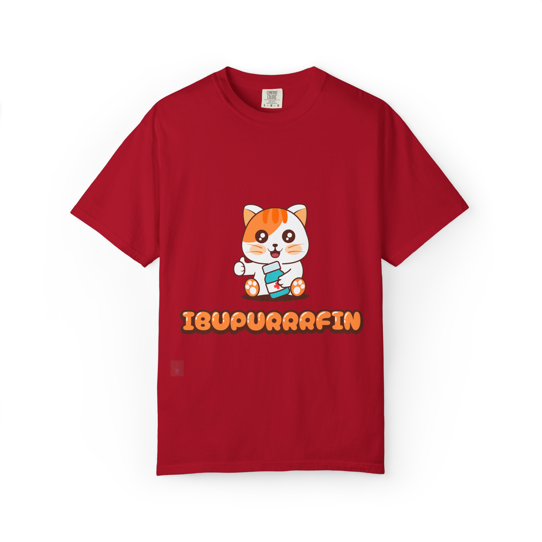 Ibupuurrrfin Cat Illustration T-shirt | Cute Medicine Kitty - Image 29