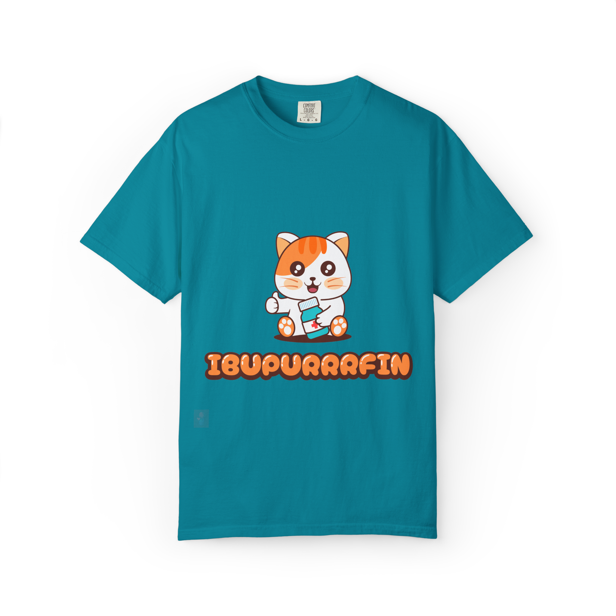 Ibupuurrrfin Cat Illustration T-shirt | Cute Medicine Kitty - Image 21