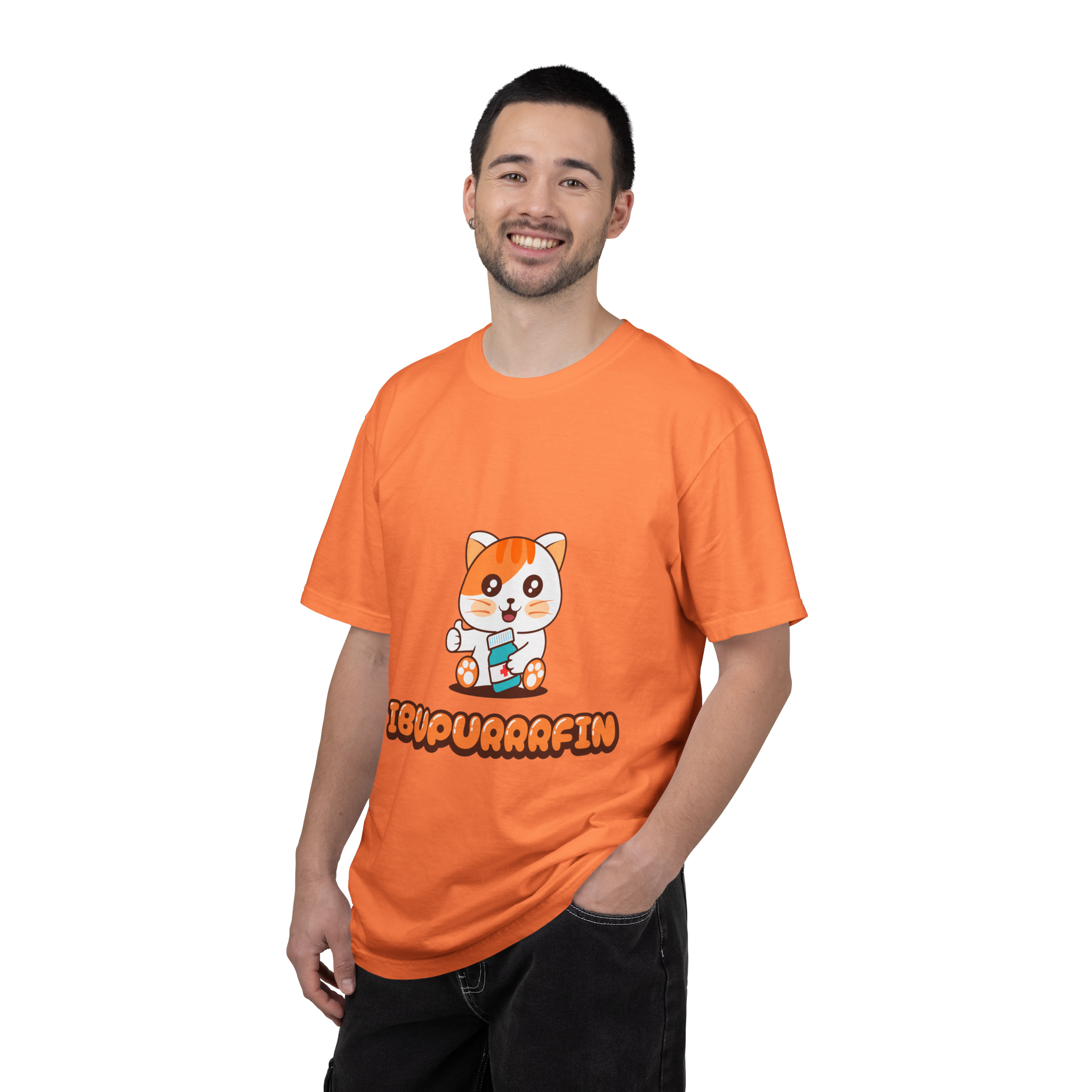 Ibupuurrrfin Cat Illustration T-shirt | Cute Medicine Kitty - Image 4