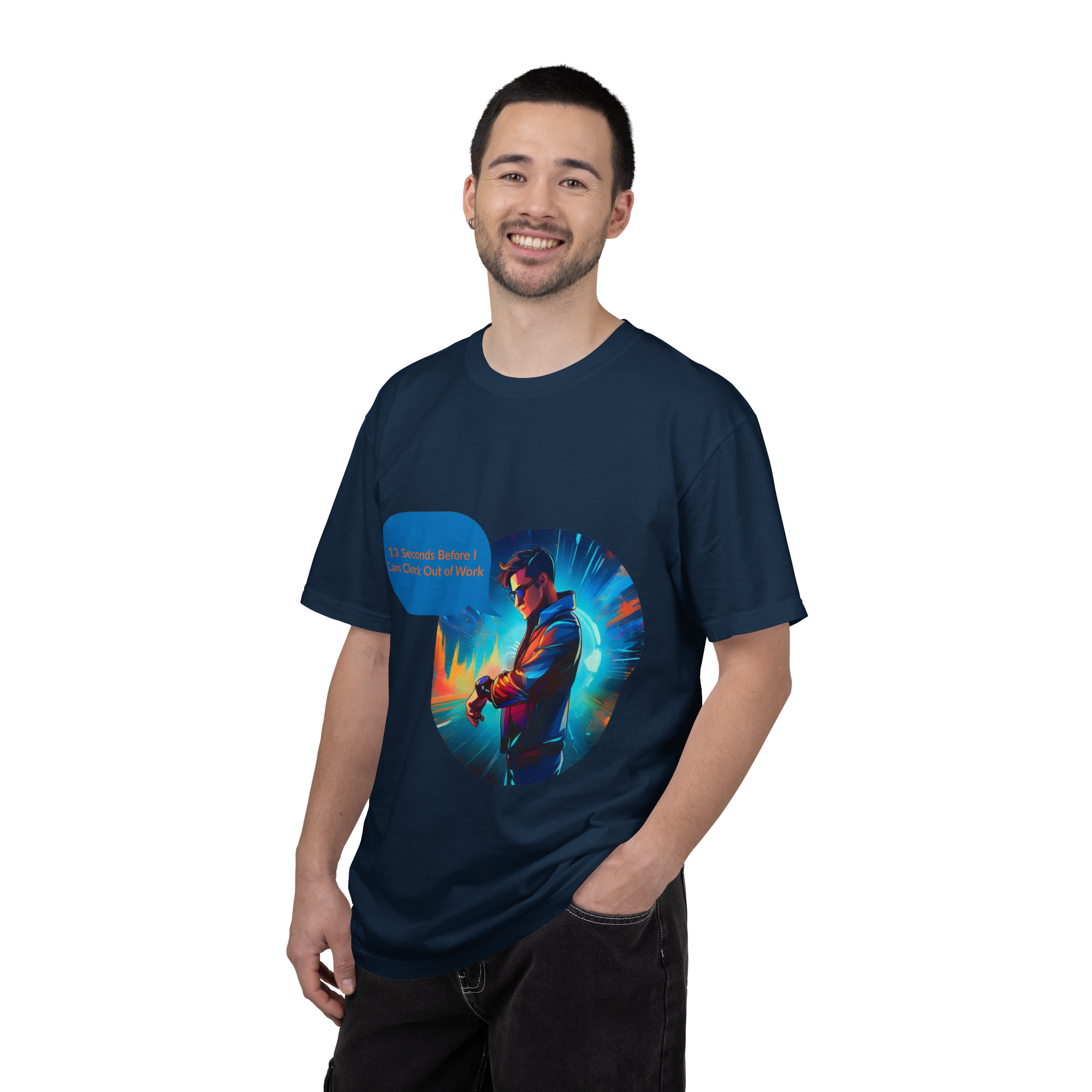 Cyber Gamer Character T-Shirt | Neon Futuristic Illustration - Image 3