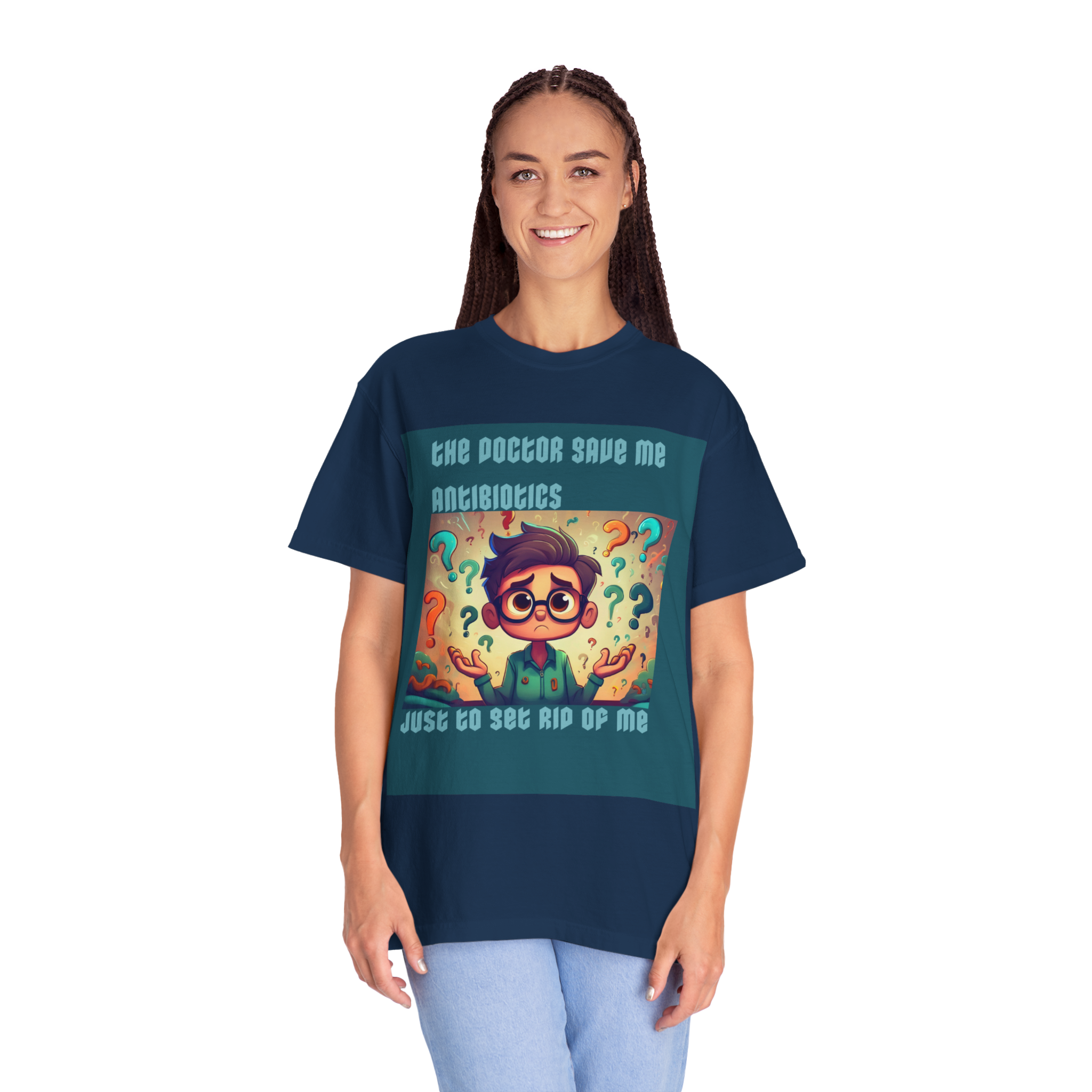 Antibiotics Cartoon Doctor T-shirt | Funny Medical Question Mark Design - Image 5
