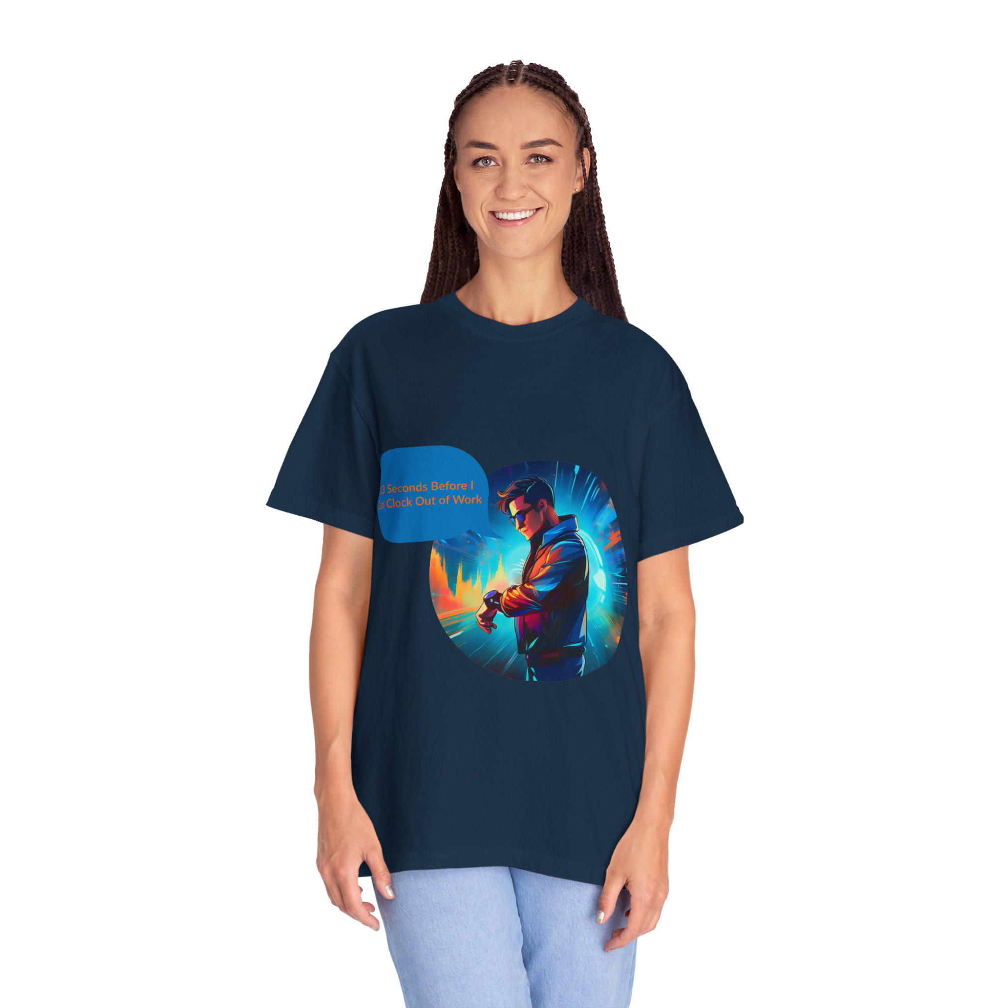 Cyber Gamer Character T-Shirt | Neon Futuristic Illustration - Image 5