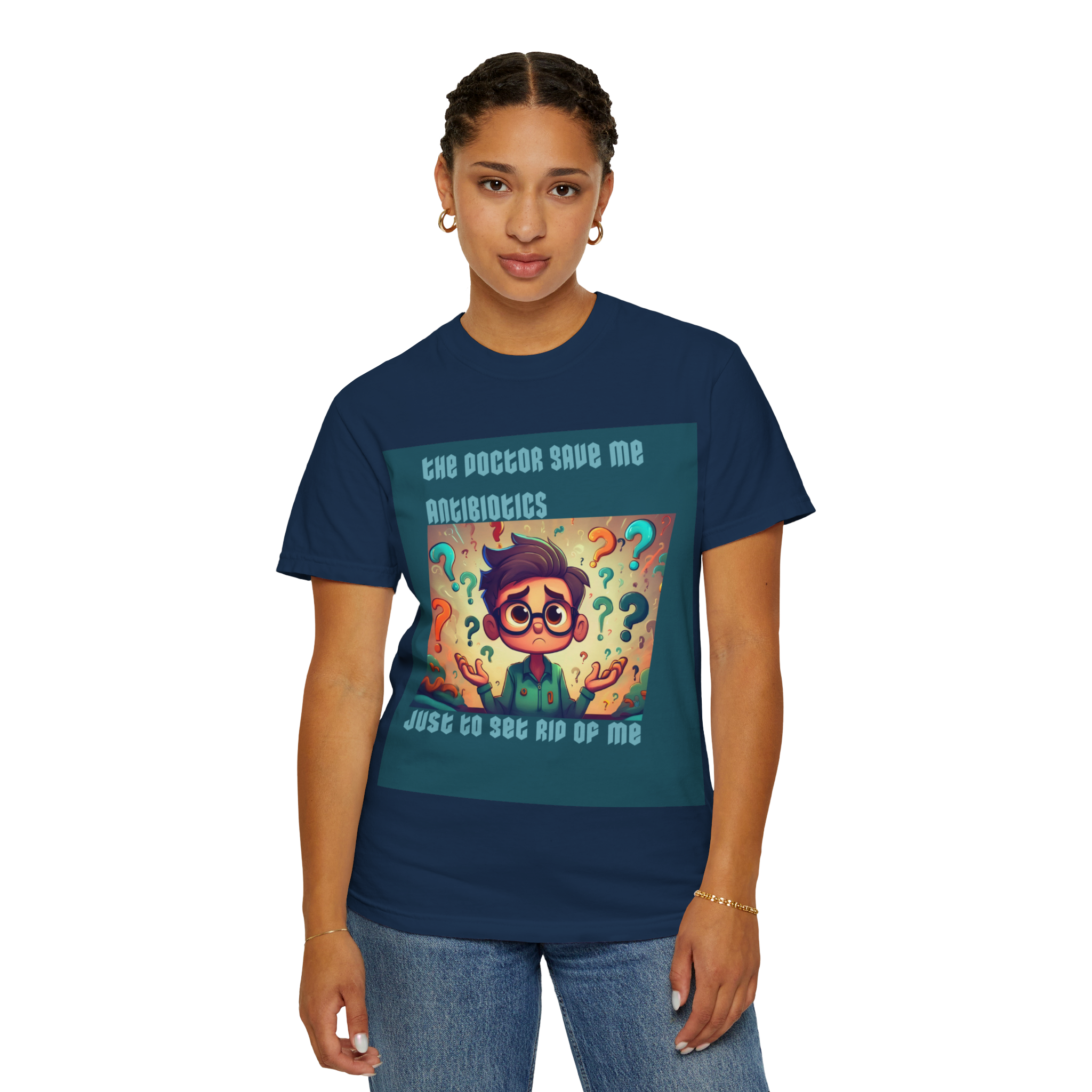 Antibiotics Cartoon Doctor T-shirt | Funny Medical Question Mark Design - Image 6