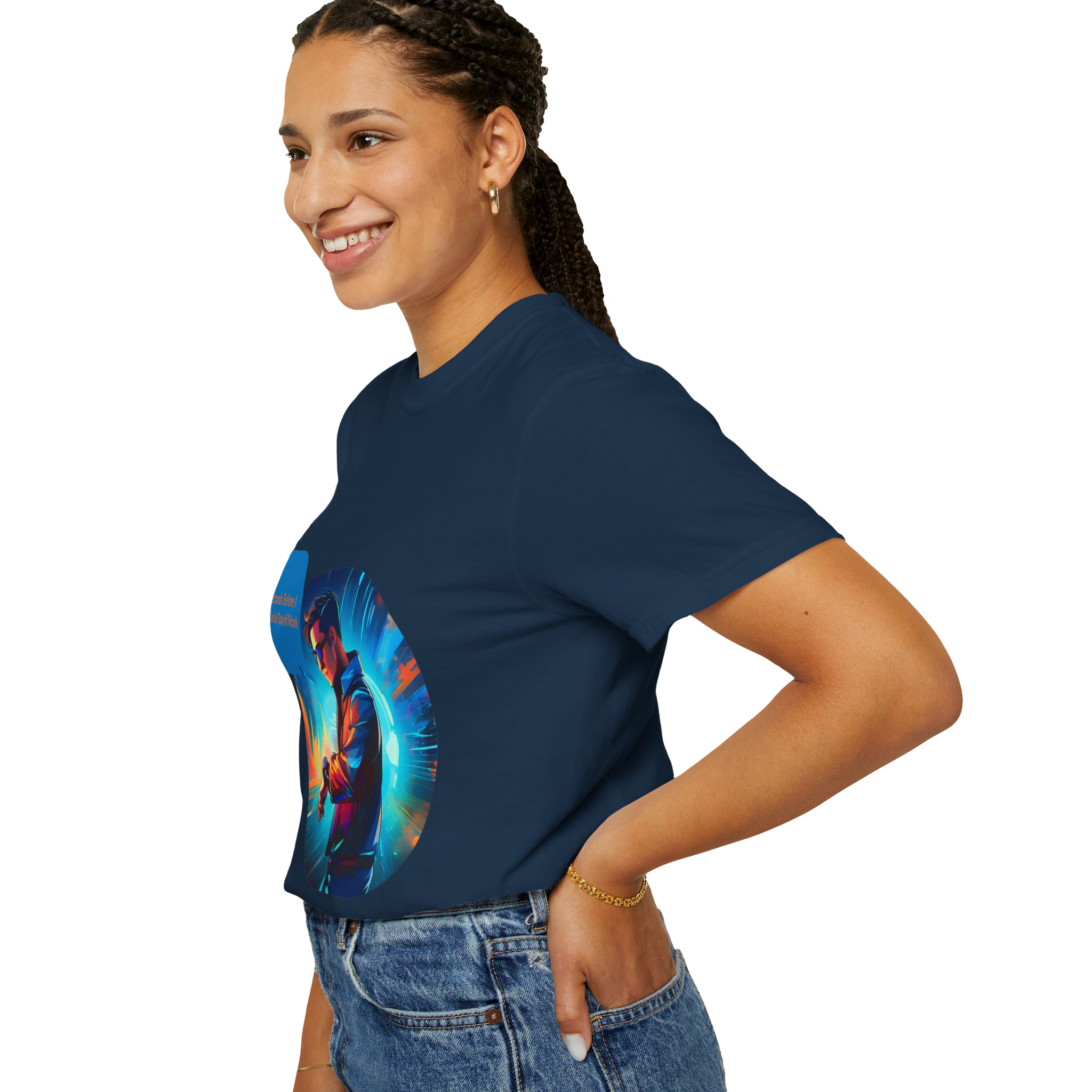 Cyber Gamer Character T-Shirt | Neon Futuristic Illustration - Image 7