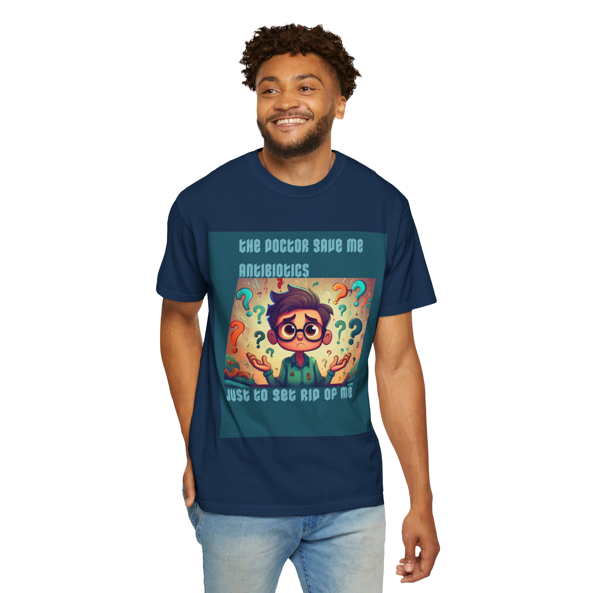 Antibiotics Cartoon Doctor T-shirt | Funny Medical Question Mark Design - Image 10